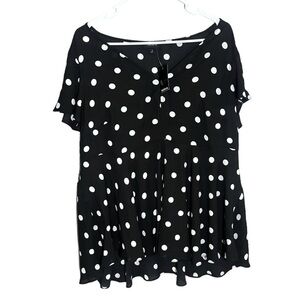 NWT Torrid Women's Short Sleeve Black White Polka Dot Blouse Size 1